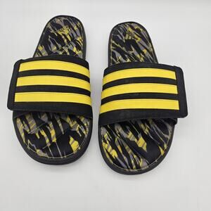 Adidas Slides Shoes Mens Size 11 Black Yellow Stripes Comfort Sandals 021143